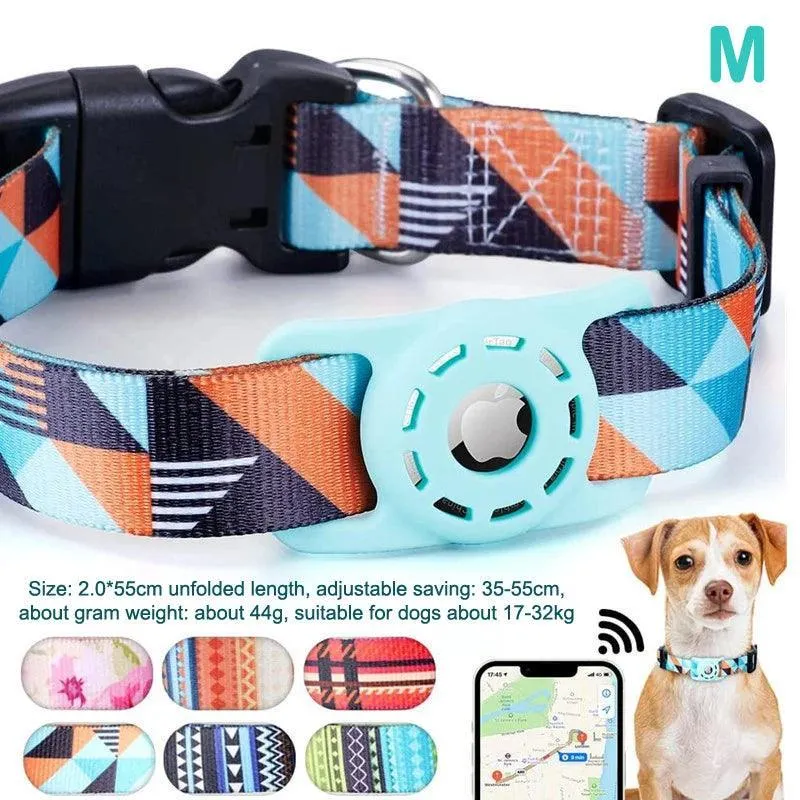 Adjustable Pet Collar with Airtag Holder: Stylish Digital Print for Pets