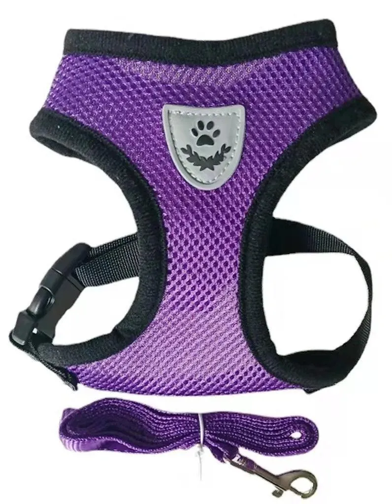 Adjustable Reflective Mesh Pet Harness Set with Leash: Stylish Safety Essentials