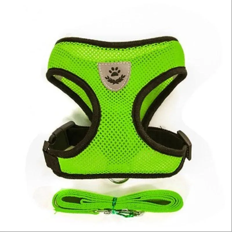 Adjustable Reflective Mesh Pet Harness Set with Leash: Stylish Safety Essentials