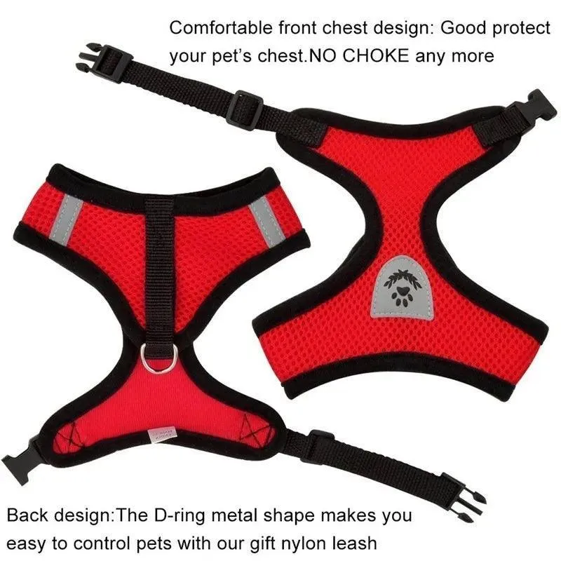 Adjustable Reflective Mesh Pet Harness Set with Leash: Stylish Safety Essentials