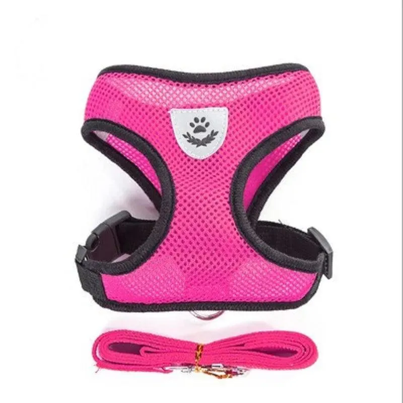 Adjustable Reflective Mesh Pet Harness Set with Leash: Stylish Safety Essentials
