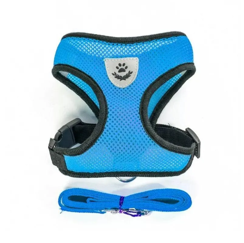 Adjustable Reflective Mesh Pet Harness Set with Leash: Stylish Safety Essentials