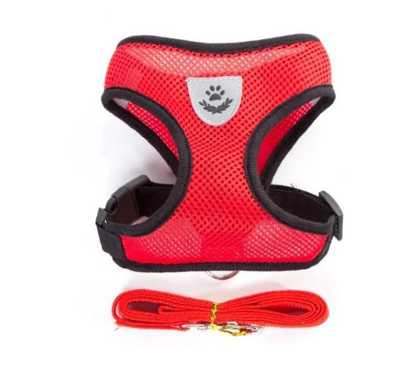 Adjustable Reflective Mesh Pet Harness Set with Leash: Stylish Safety Essentials