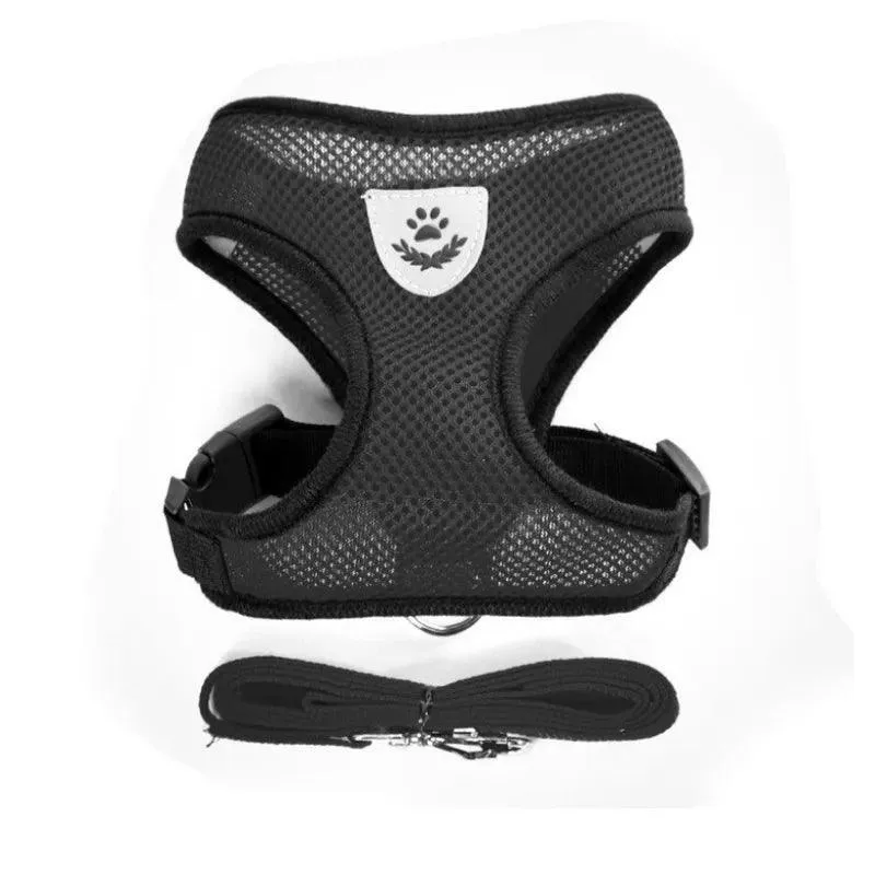 Adjustable Reflective Mesh Pet Harness Set with Leash: Stylish Safety Essentials