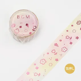 BGM Macaroon Flowers Tulips Sakura Cherry Blossoms Silver Foil Washi Tape
