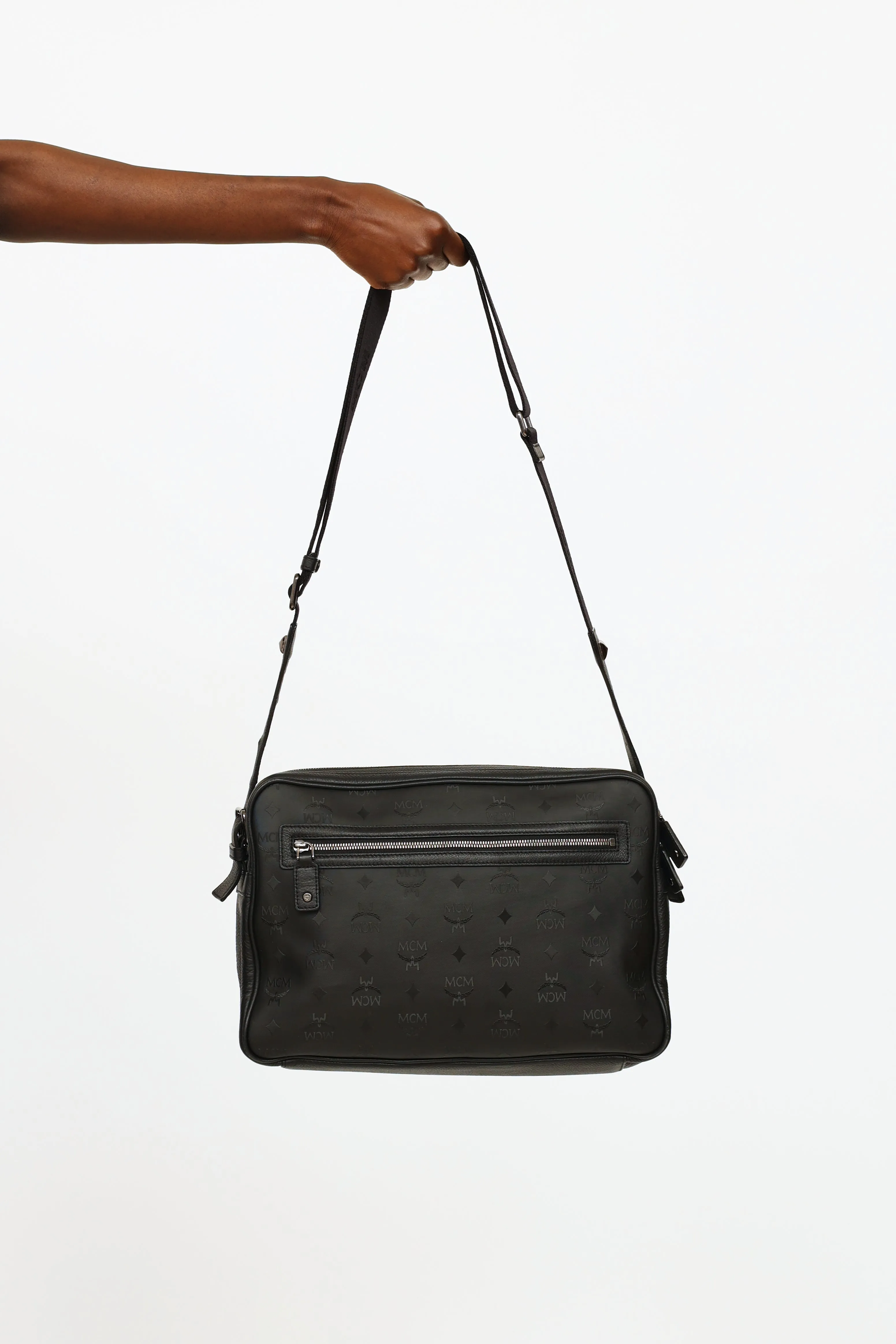 Black Monogram Studded Messenger Bag