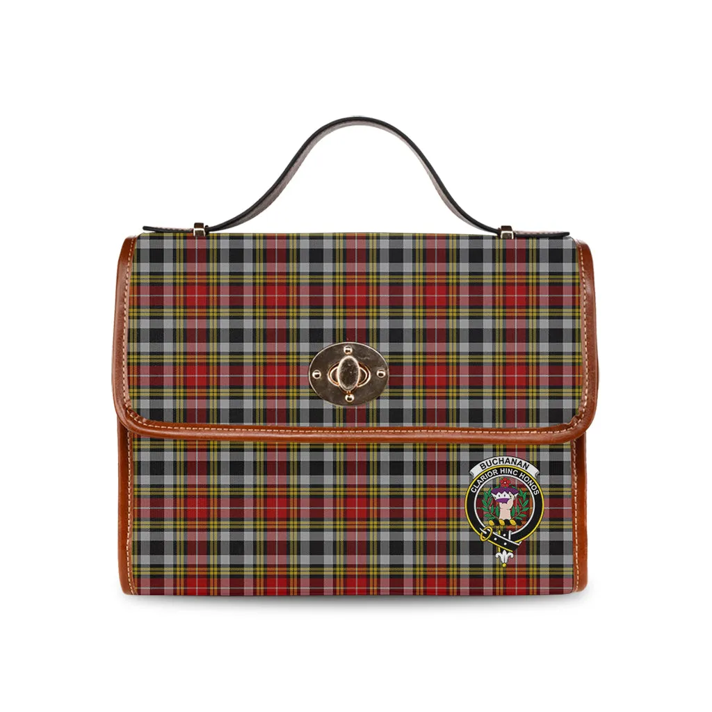 Buchanan Old Dress Tartan Waterproof Canvas Bag with Family Crest