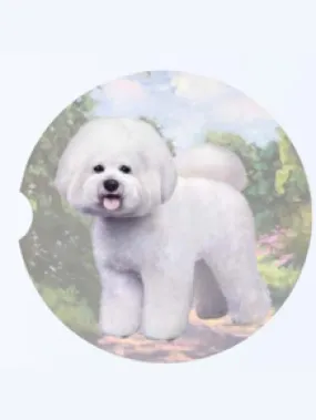 Car Coaster Bichon Frise Dog 233-4