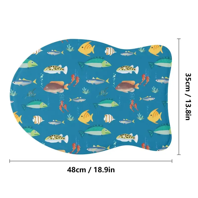 Colorful Fish Pet Mat Rug with Water-Resistant Blue Background