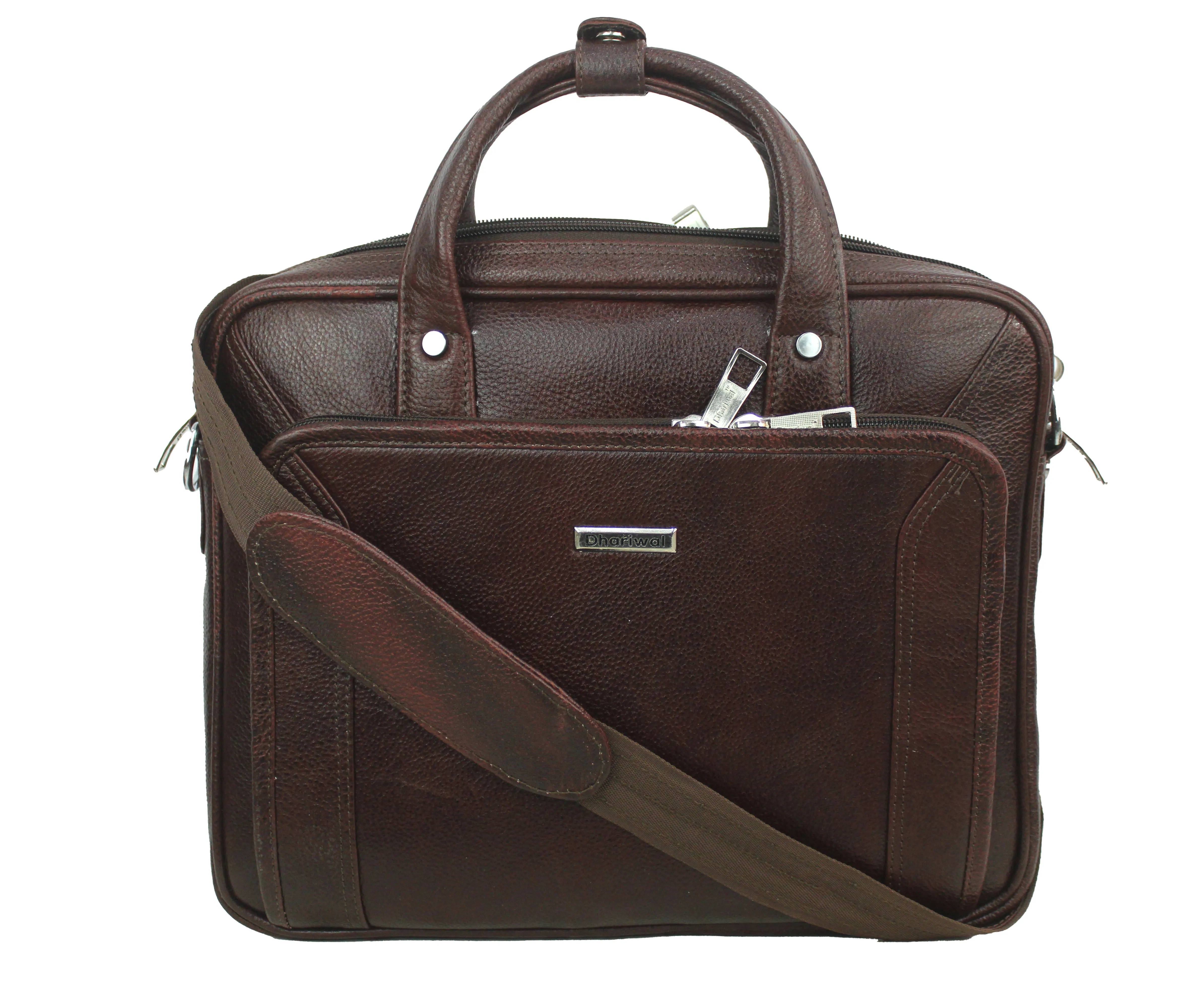 Dhariwal Genuine Leather Laptop Bag File Messenger Bag with Strap upto 13 Inch | Laptop Bag for Men EB-612