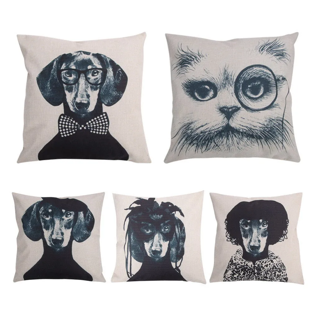 Dog & Cat Cotton Linen PillowCases 45 cm