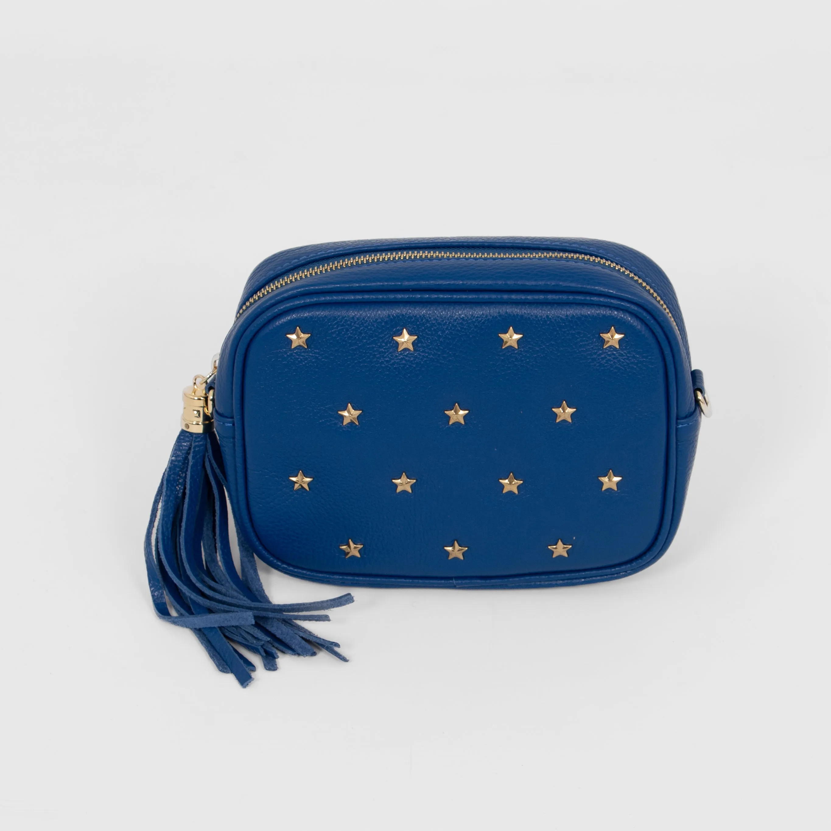 Eloise - Italian Leather Star Studded Crossbody Bag - Royal Blue, Pebbled
