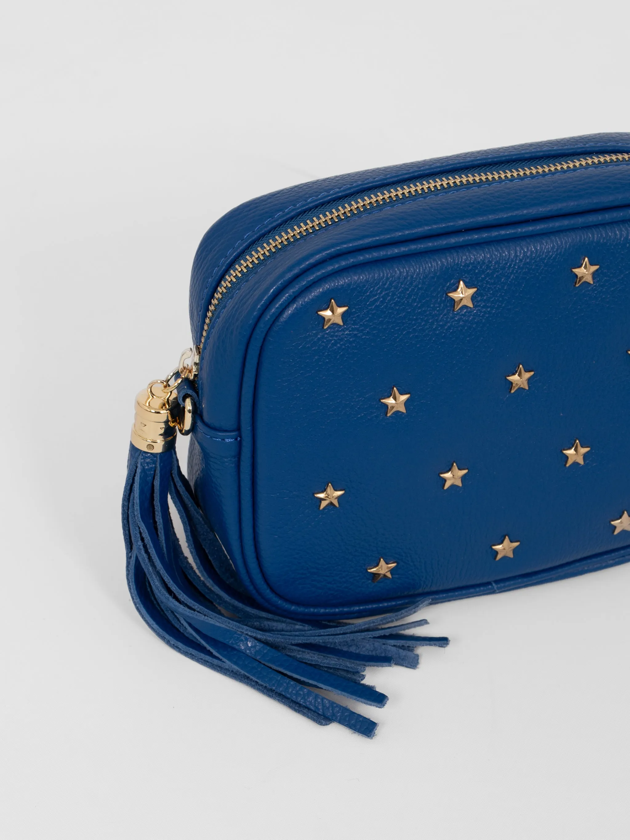 Eloise - Italian Leather Star Studded Crossbody Bag - Royal Blue, Pebbled