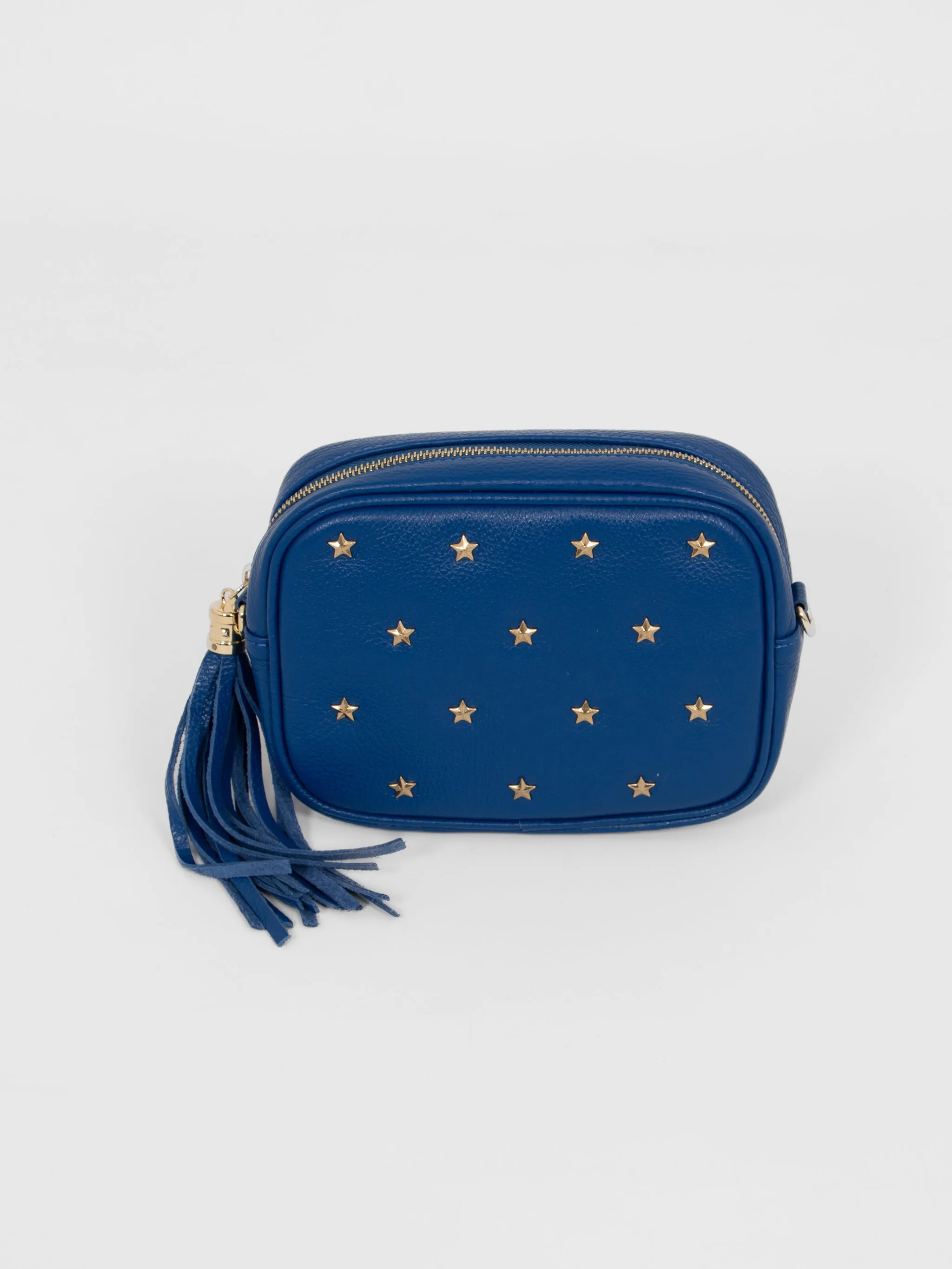 Eloise - Italian Leather Star Studded Crossbody Bag - Royal Blue, Pebbled