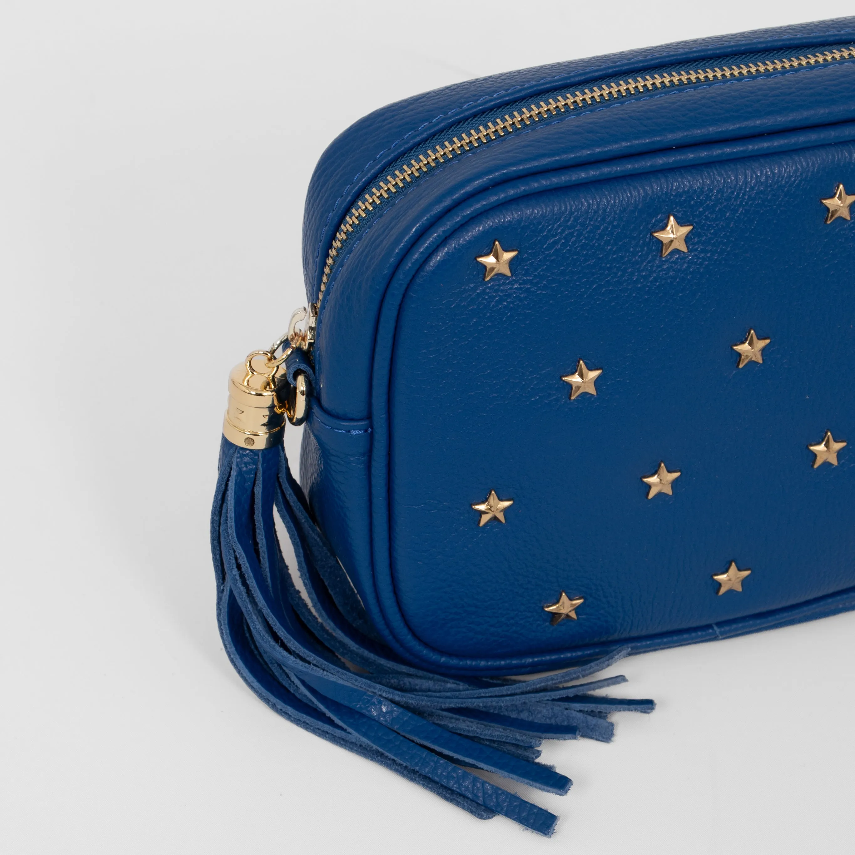 Eloise - Italian Leather Star Studded Crossbody Bag - Royal Blue, Pebbled