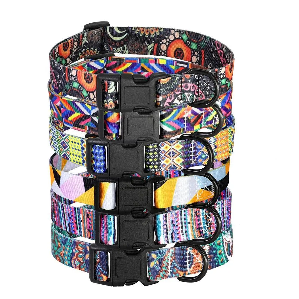 Floral Print Dog Collar: Stylish & Adjustable for Small to Large Breeds