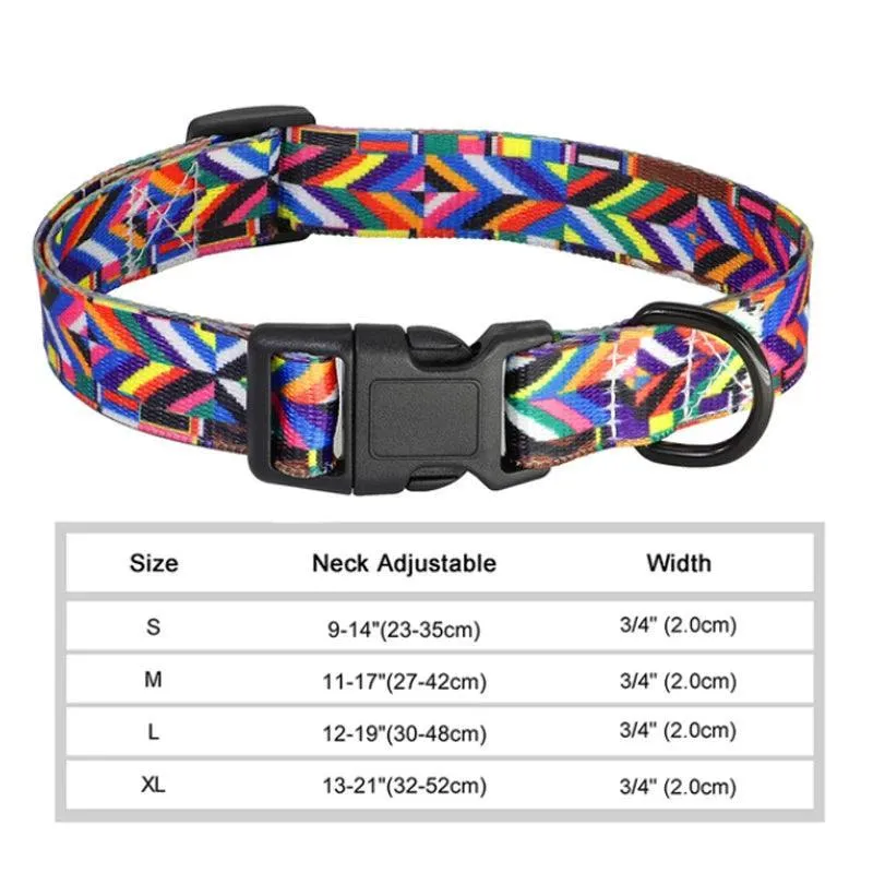 Floral Print Dog Collar: Stylish & Adjustable for Small to Large Breeds