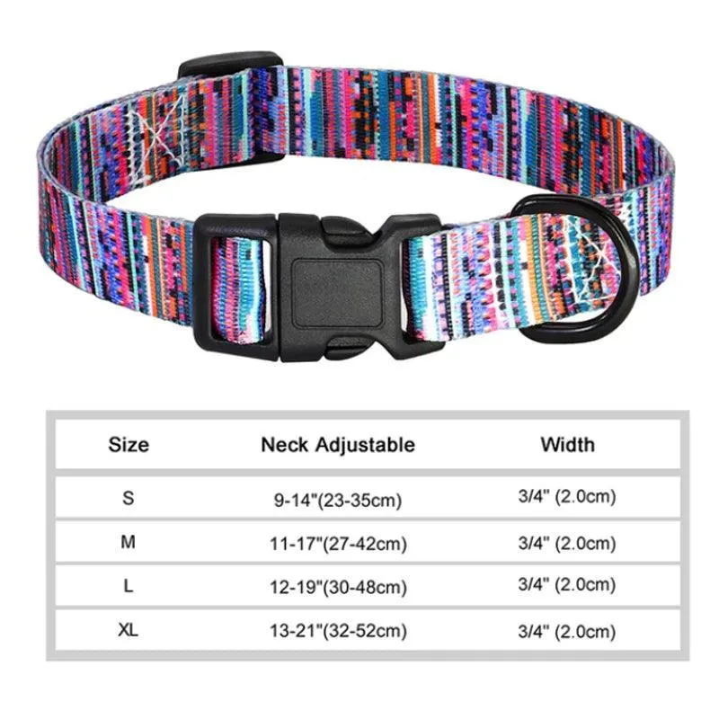 Floral Print Dog Collar: Stylish & Adjustable for Small to Large Breeds