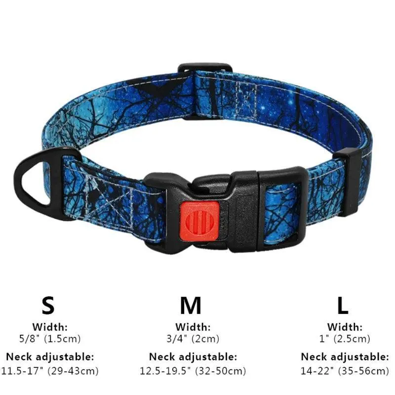 Floral Print Dog Collar: Stylish & Adjustable for Small to Large Breeds
