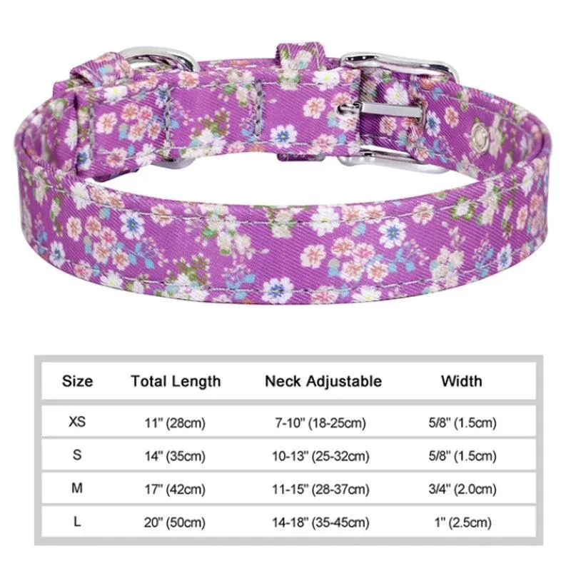 Floral Print Dog Collar: Stylish & Adjustable for Small to Large Breeds