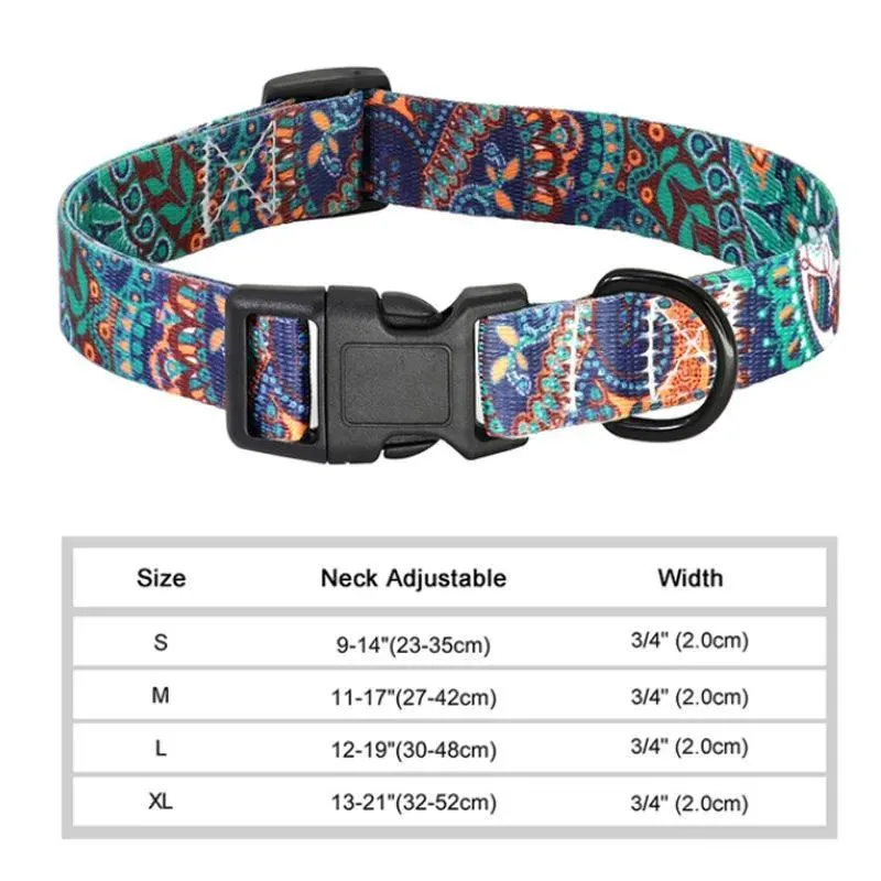 Floral Print Dog Collar: Stylish & Adjustable for Small to Large Breeds