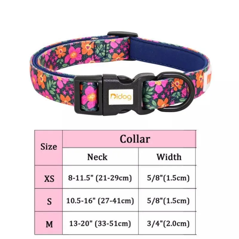Floral Print Dog Collar: Stylish & Adjustable for Small to Large Breeds