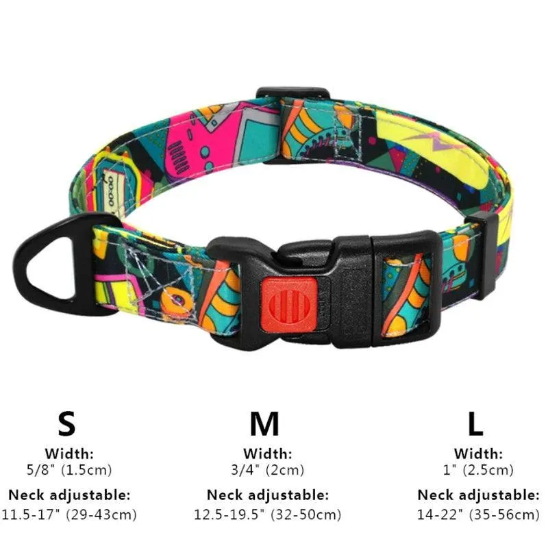 Floral Print Dog Collar: Stylish & Adjustable for Small to Large Breeds