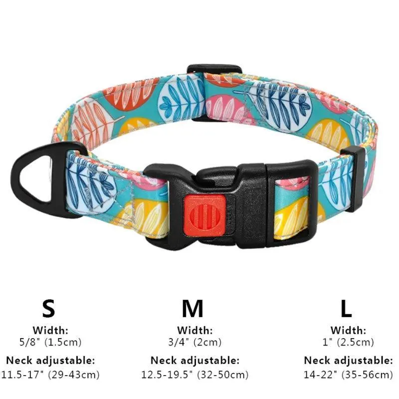 Floral Print Dog Collar: Stylish & Adjustable for Small to Large Breeds