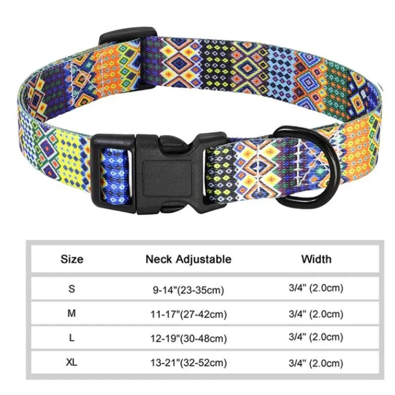 Floral Print Dog Collar: Stylish & Adjustable for Small to Large Breeds