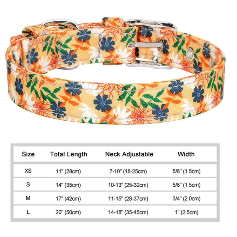 Floral Print Dog Collar: Stylish & Adjustable for Small to Large Breeds
