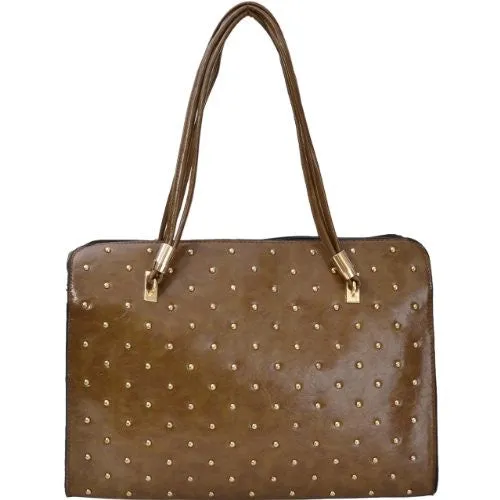 Godiva Faux Leather Studded Satchel Bag