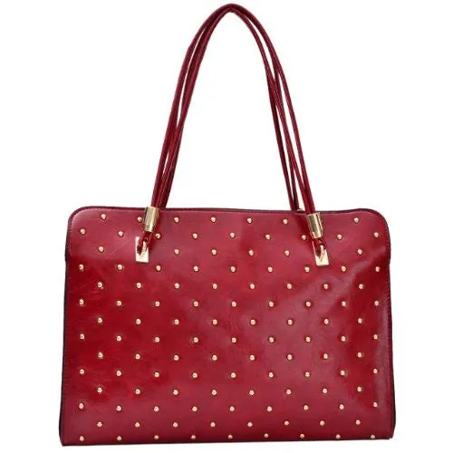 Godiva Faux Leather Studded Satchel Bag