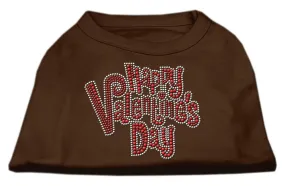 Happy Valentines Day Rhinestone Dog Shirt Brown Lg (14)