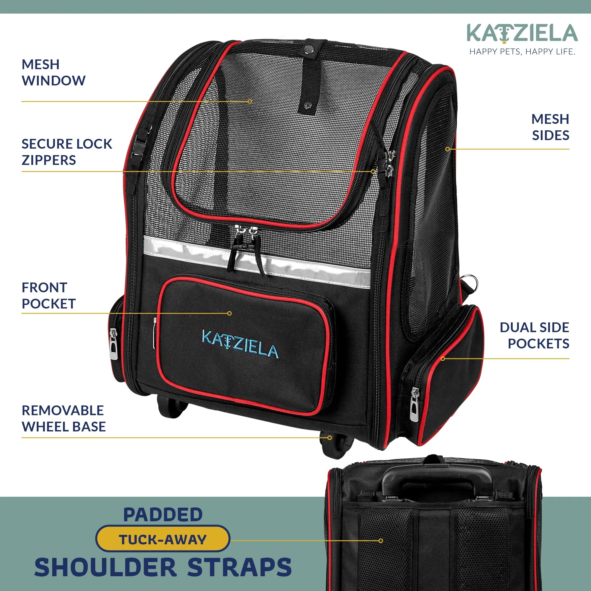 Katziela Hybrid Adventurer Pet Carrier - Black