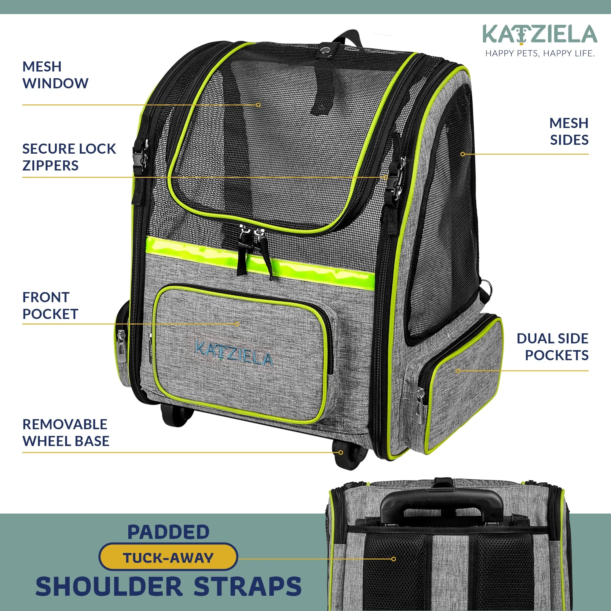 Katziela Hybrid Adventurer Pet Carrier - Green