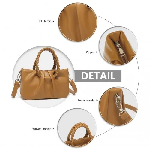 Miss Lulu Elegant PU Leather Cross Body Bag - Stylish & Functional Brown Tote for Modern Women