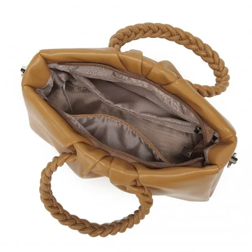 Miss Lulu Elegant PU Leather Cross Body Bag - Stylish & Functional Brown Tote for Modern Women