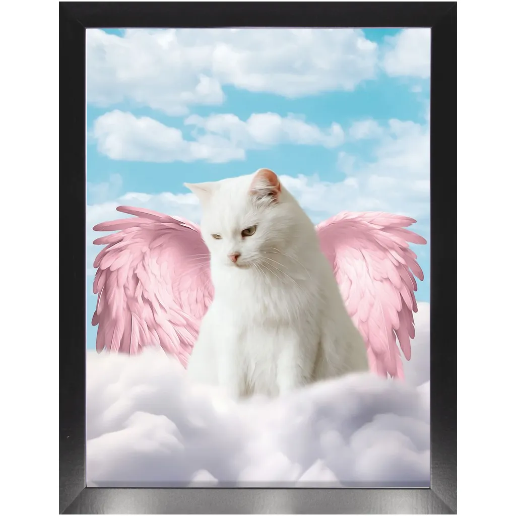 Pink Angel - Heavenly Angels Inspired Custom Pet Portrait Framed Satin Paper Print