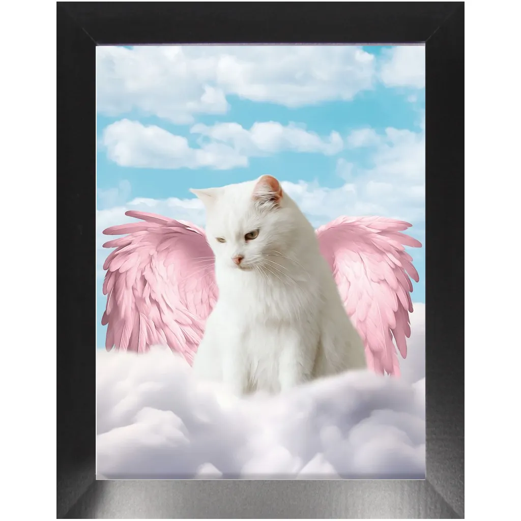 Pink Angel - Heavenly Angels Inspired Custom Pet Portrait Framed Satin Paper Print