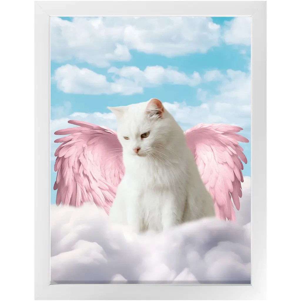Pink Angel - Heavenly Angels Inspired Custom Pet Portrait Framed Satin Paper Print