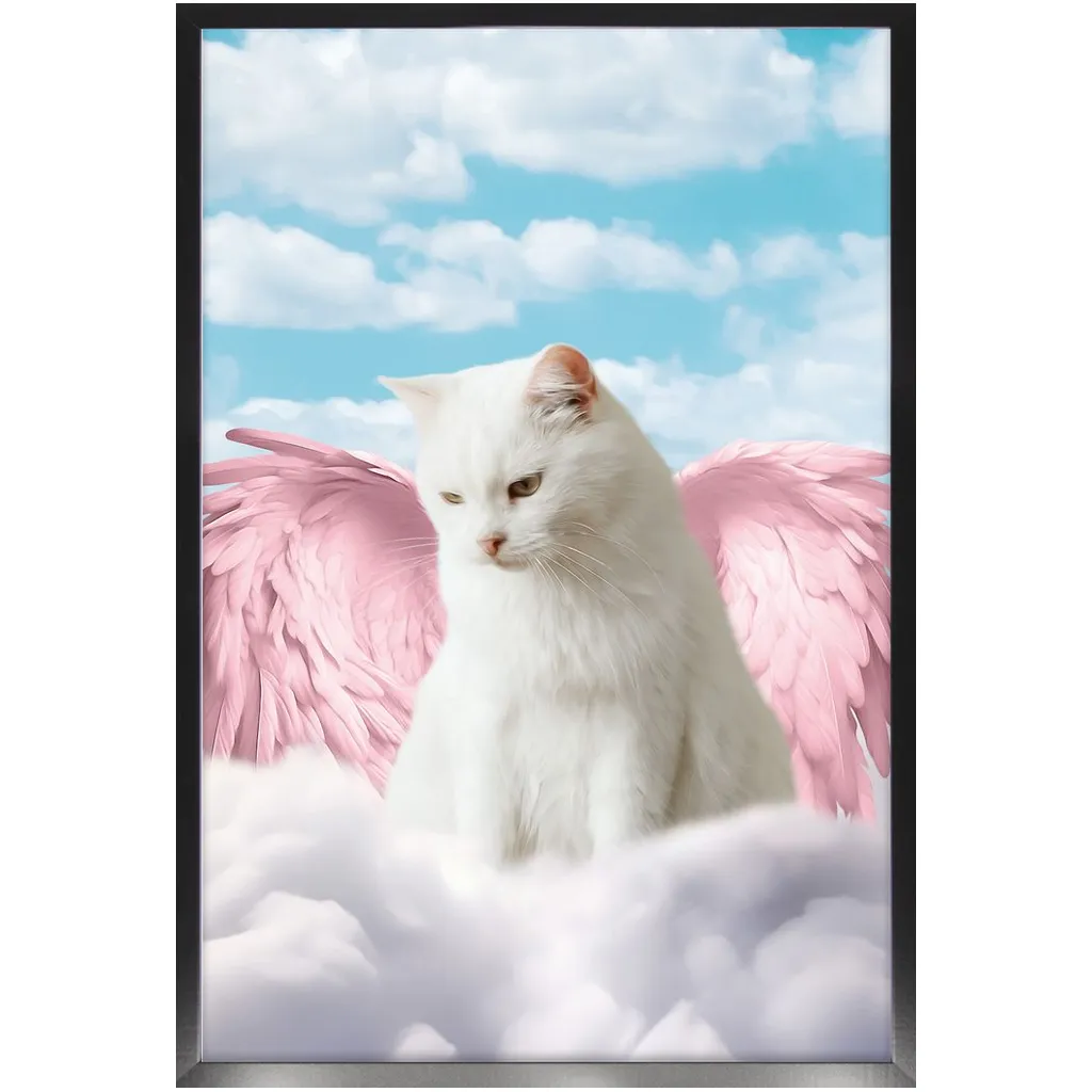 Pink Angel - Heavenly Angels Inspired Custom Pet Portrait Framed Satin Paper Print