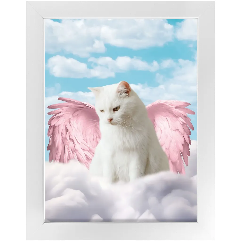 Pink Angel - Heavenly Angels Inspired Custom Pet Portrait Framed Satin Paper Print