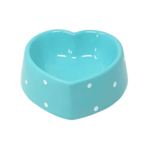 Polka Heart Pet Bowl Blue