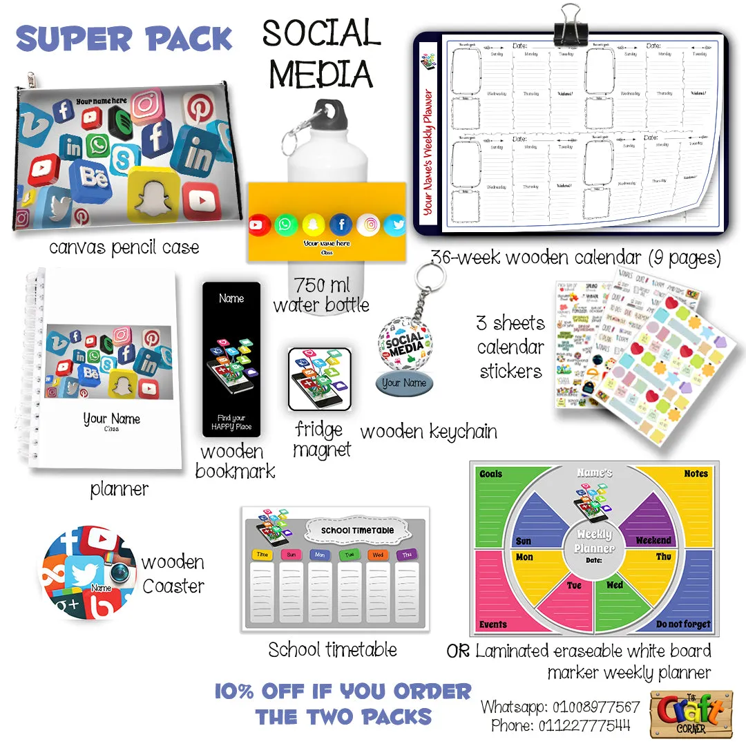 ""Social Media" School labels packs