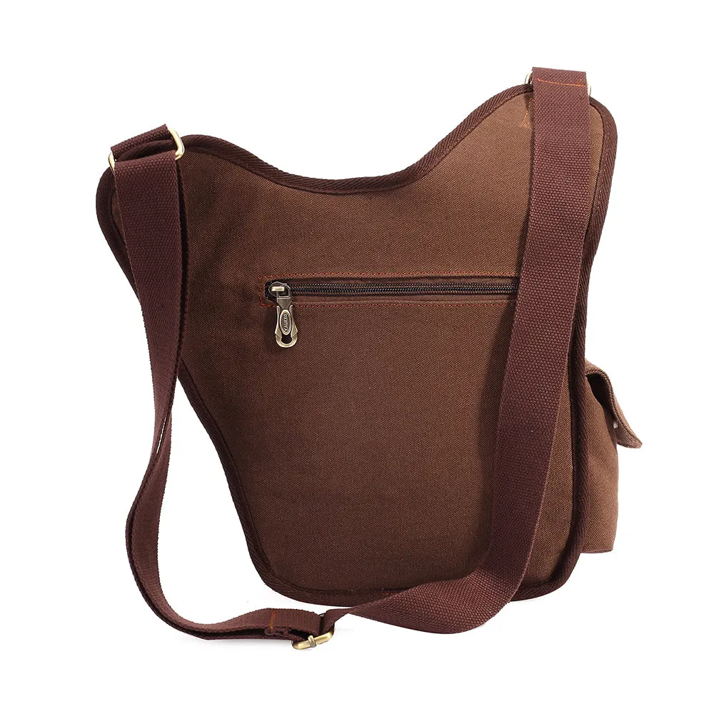 Retro Casual Shoulder Bag Sports Canvas Laptop Crossbody Bag ( coffee )