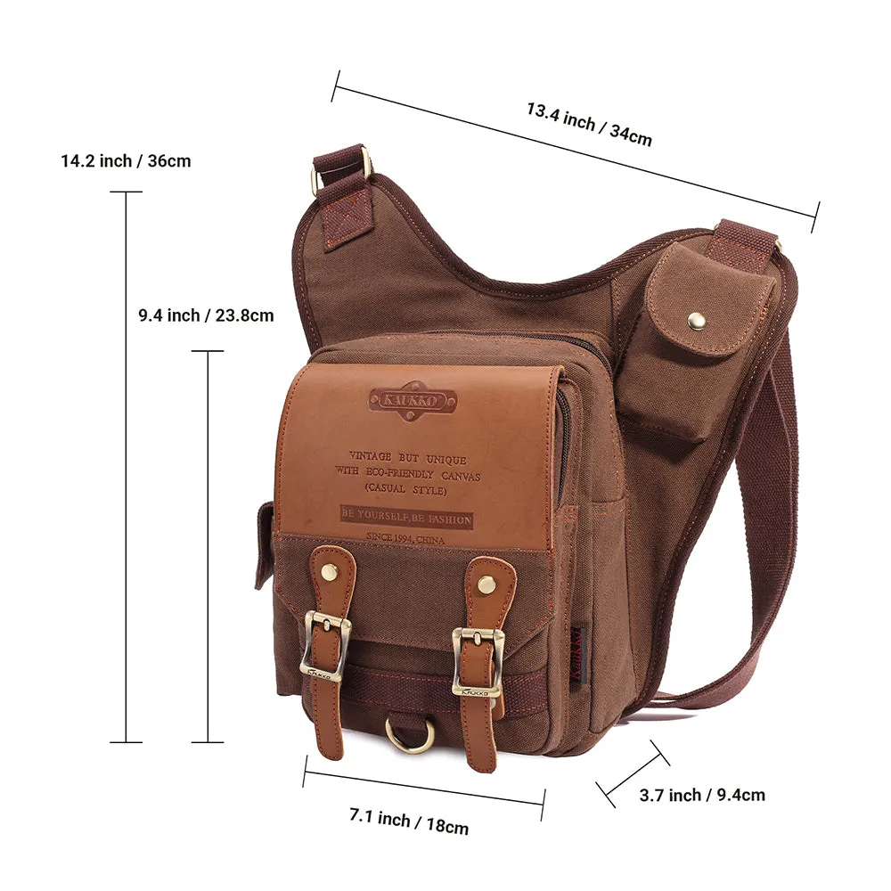 Retro Casual Shoulder Bag Sports Canvas Laptop Crossbody Bag ( coffee )