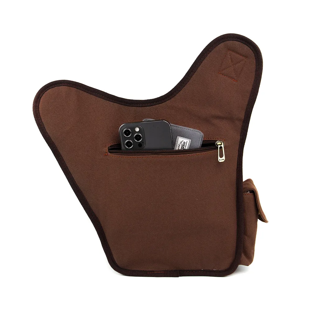 Retro Casual Shoulder Bag Sports Canvas Laptop Crossbody Bag ( coffee )