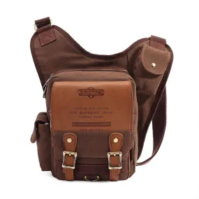 Retro Casual Shoulder Bag Sports Canvas Laptop Crossbody Bag ( coffee )