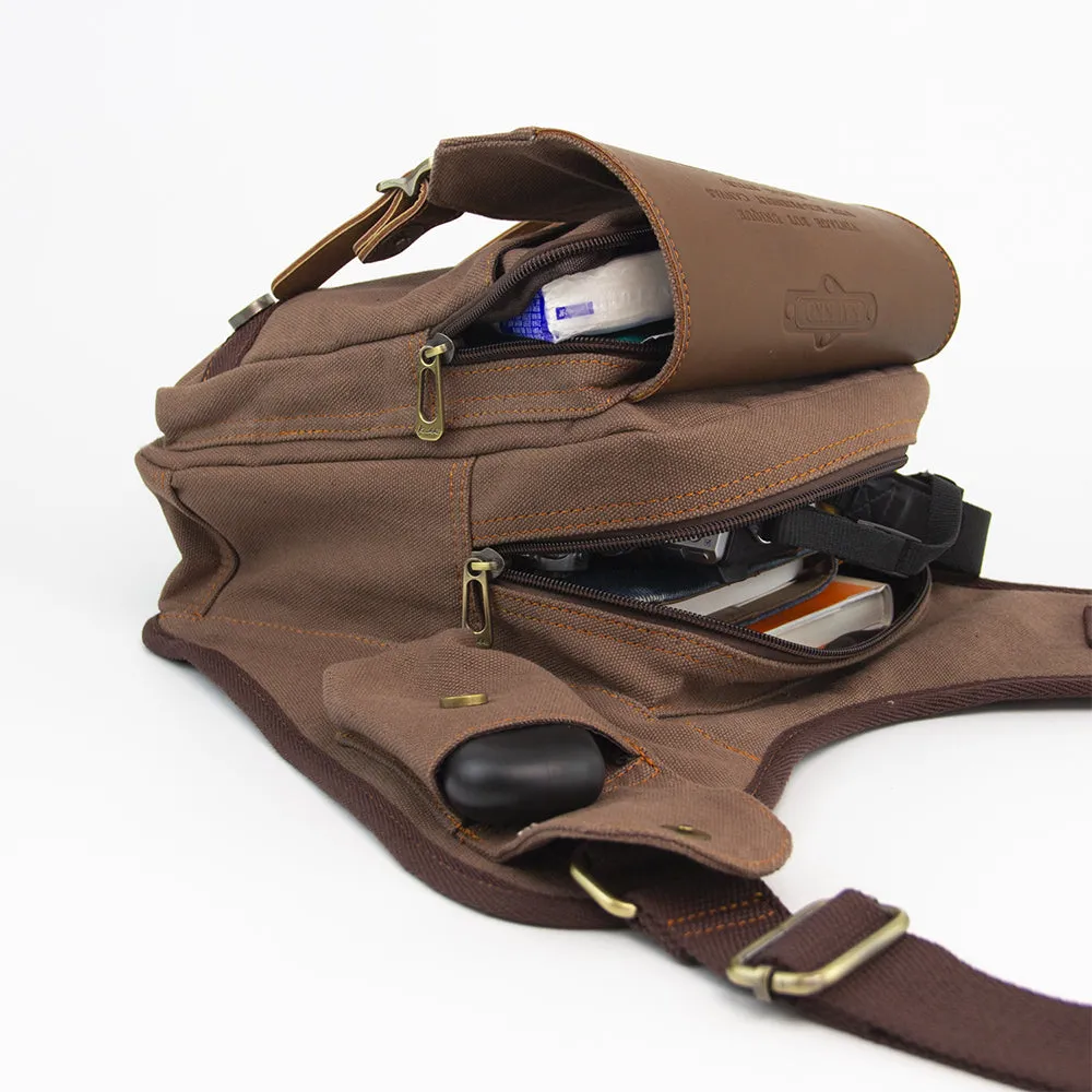 Retro Casual Shoulder Bag Sports Canvas Laptop Crossbody Bag ( coffee )