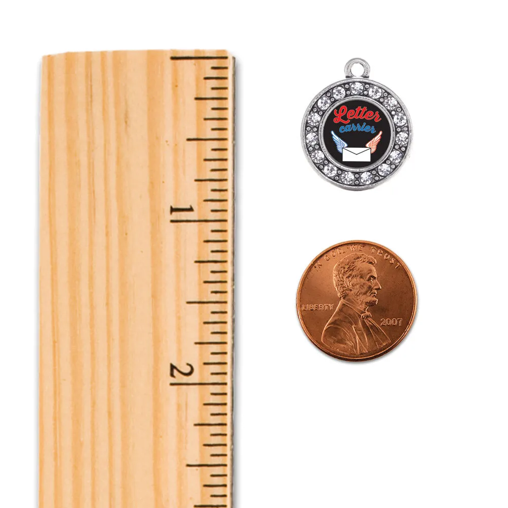 Silver Letter Carrier Circle Charm Holiday Ornament